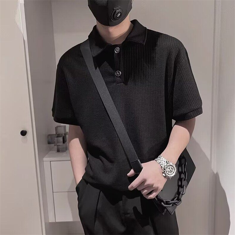 W9785-P32网图现货冰丝polo衫短袖夏季薄款韩版高级感针织半袖,男装T恤,星座1608-2