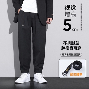 美式复古纯色百搭哈伦裤宽松小直脚抽绳休闲裤男春秋青年休闲图片