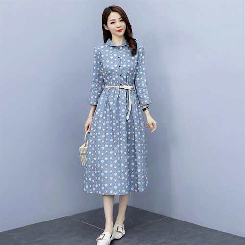 春秋女装素气质订棉麻早秋长袖连衣裙女2025年新款打底裙子，女装连衣裙，木橙西子