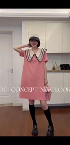 针织娃娃领连衣裙,女装连衣裙,时代公主