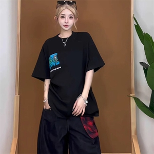 万针全刺绣工艺抖音得物高品质260克重磅纯棉双纱美式高街短袖T恤图片