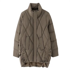 宽松大码拉链立领抽绳羽绒棉服棉衣外套图片