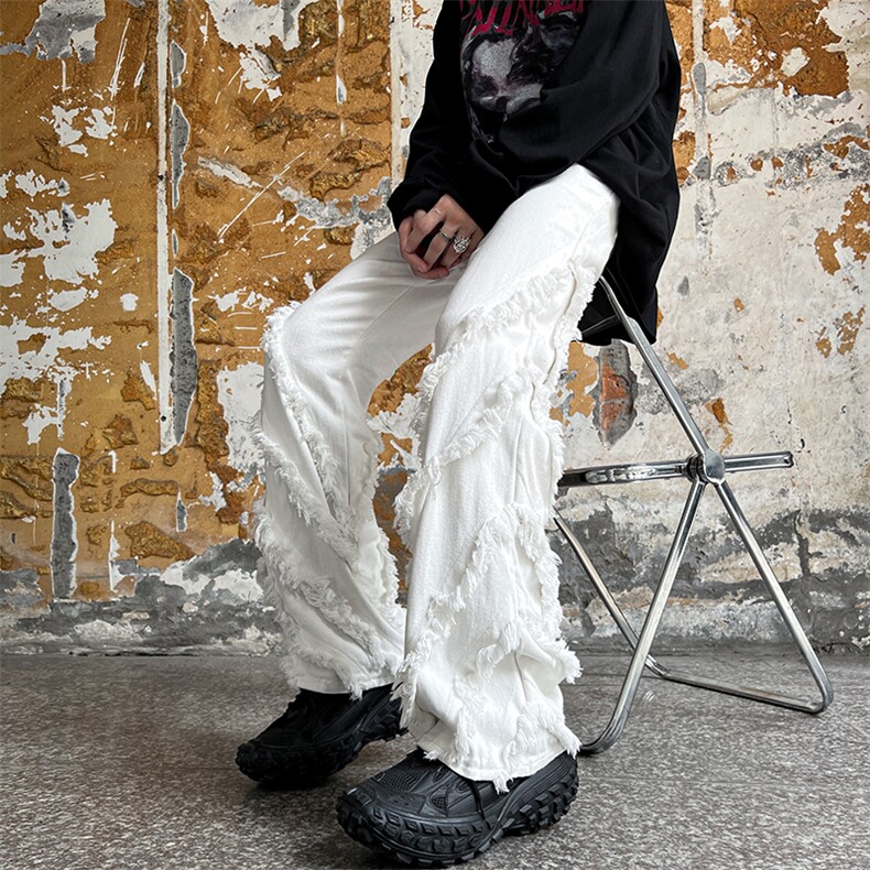 美式ins高街hiphop流苏小众休闲牛仔长裤货号K2308P65控88,男装牛仔裤,电商A063