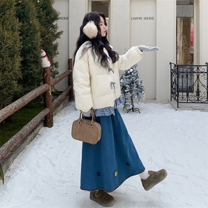 【】撞色花边配半裙羽绒服套装1281-P330-K498图片
