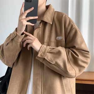 美式麂皮绒外套男生秋冬时尚小香风复古款衣服CJ69P68图片