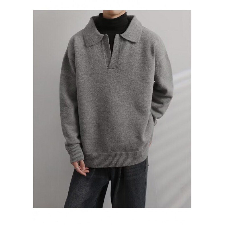 韩版潮流v领毛衣男士翻领韩版潮流休闲针织衫上衣外套MY02323-P55，男装针织衫/毛衣，星座308B-2