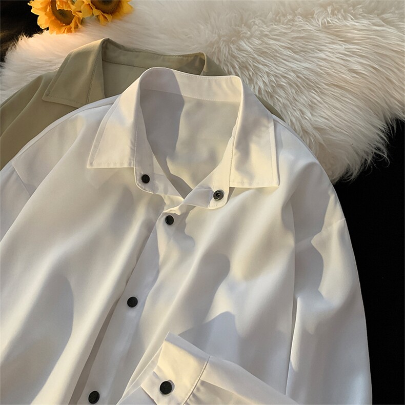 23春夏抗皱冰丝长袖衬衫百搭宽松纯色白衬衣C03P45，男装衬衫，电商A309