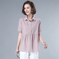 【货源稳定常年不下架】2026夏装新纯棉格子娃娃衫短袖衬衣B361，女装衬衫，板酷