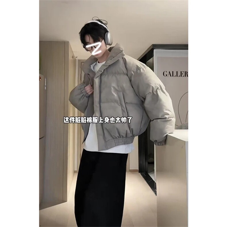 现货[网图]潮牌痞帅短款棉衣立领宽松面包服男5D3062-TP60不,男装棉衣,电商A102