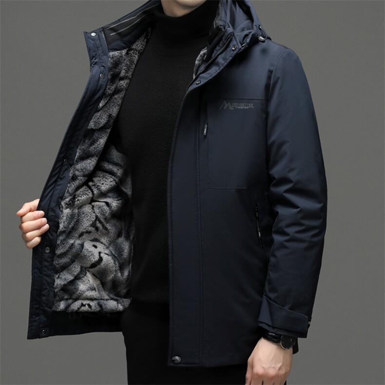 QX226钱塘2020-2中年男士冬季厚款简约百搭有帽新款羽绒服P205图片