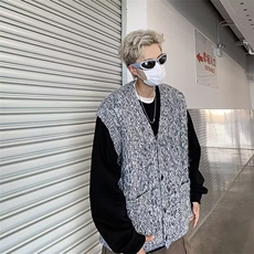 复古小众秋季新品针织背心男士英伦风马甲毛衣开衫男M5680/P60，男装背心/马甲，星座506