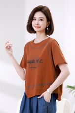 休闲运动女夏季2025新款洋气显瘦冰丝短袖假两件束脚裤，女装T恤，叶笙衣
