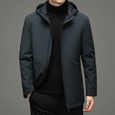 冬季白鹅绒拆卸内胆羽绒服脱卸帽外套中年爸爸装YYYR21818-P345，男装羽绒服，电商B212（原钱塘6029）