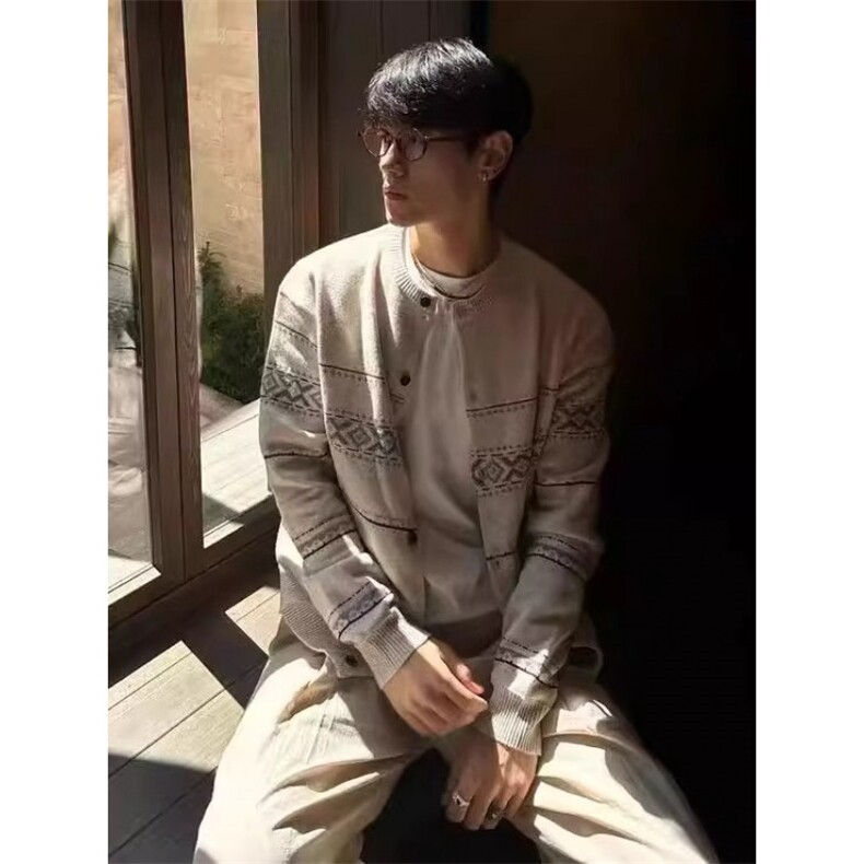 费尔岛毛衣外套高智学院氛围感提花肌理针织开衫毛衣男女SUKCHOR,男装针织衫/毛衣,星座506A
