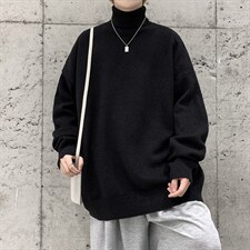 2025年男士针织高领领纯色打底宽松毛衣男A169M02P45，男装T恤，电商A169