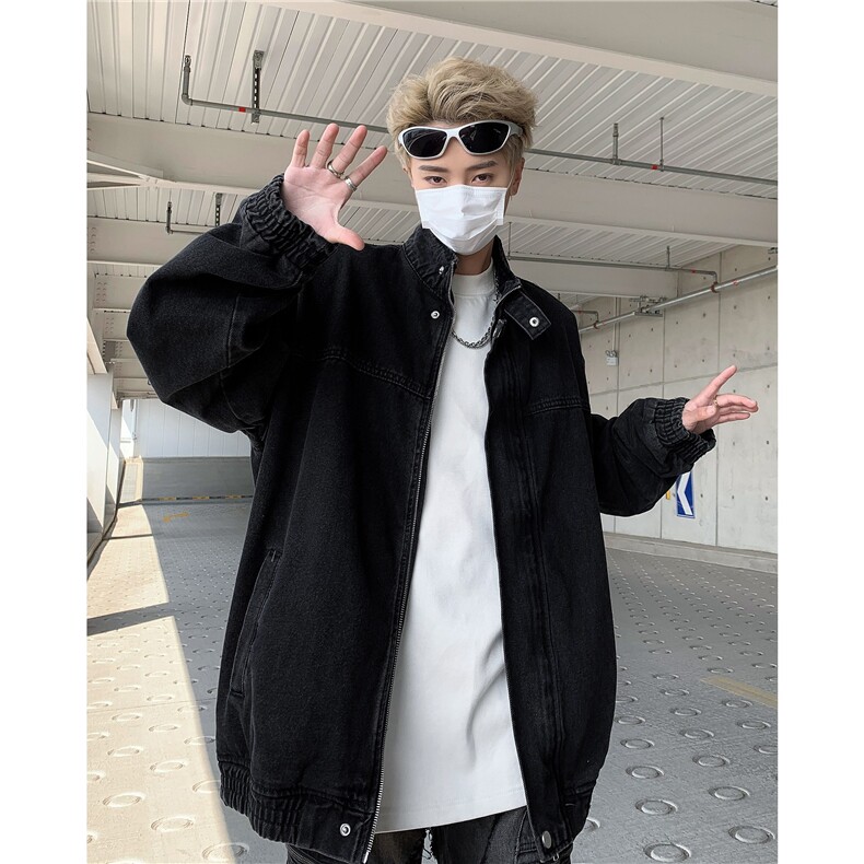 W10368-P70自家图现货立领水洗牛仔外套美式宽松夹克百搭上衣，男装工装外套，星座1608