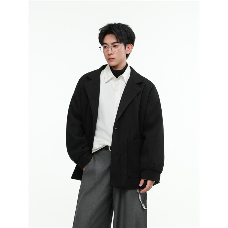 高级感韩系短款毛呢大衣风衣外套潮504-F12-P75（加绒P95控128）,男装风衣,星座504