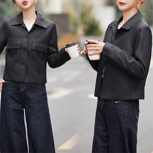 皮衣外套女春秋短款2025年新款欧货气质PU皮夹克高级感小个子上衣图片