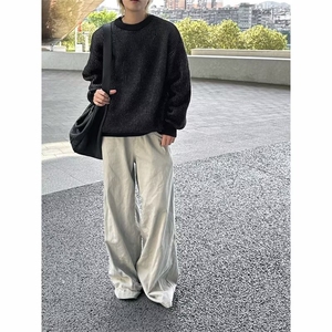 圆领条纹毛衣男款秋冬新款时尚套头针织衫日系复古宽松百搭上衣服图片