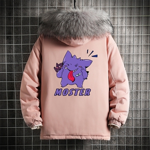 MM48087-P130 冬季大毛领棉衣男士大码加厚棉袄男棉服 网格图片