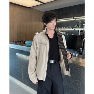 哈灵顿短款牛仔外套男女硬汉风立领牛仔衣美式复古工装夹克JK8569图片