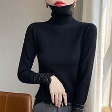 秋冬新款女装高领毛衣女长袖打底衫保暖针织衫女套头毛衣，女装针织衫/毛衣，皓宇羊绒