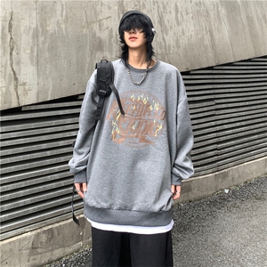 INS美式街头复古美式设计感字母印花宽松百搭圆领卫衣 E711-P55图片