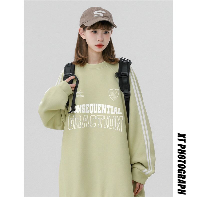中性风23新款秋季时尚百搭宽松字母印花卫衣B903P45控68,男装卫衣,A247A