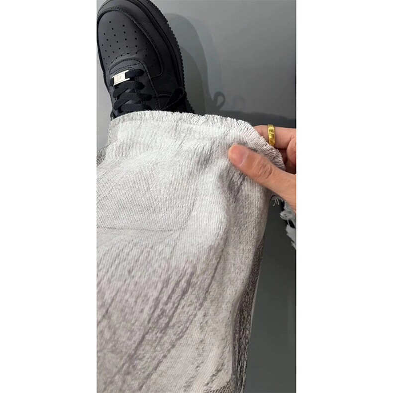 美式eodup高街hiphop小从涂鸦脏脏毛边喇叭牛仔裤货号K2409P65,男装牛仔裤,电商A063