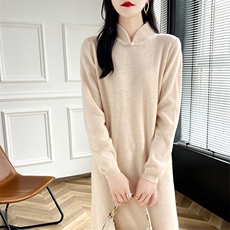 2025秋冬新款半高羊毛衫女加厚毛衣韩版百搭高级感羊毛打底针织衫，女装连衣裙，蒙莲贝斯