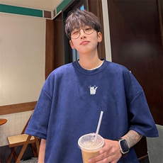 麂皮绒！重磅麂皮绒短袖t恤男JPDX196-特P19控38，男装T恤，电商B367