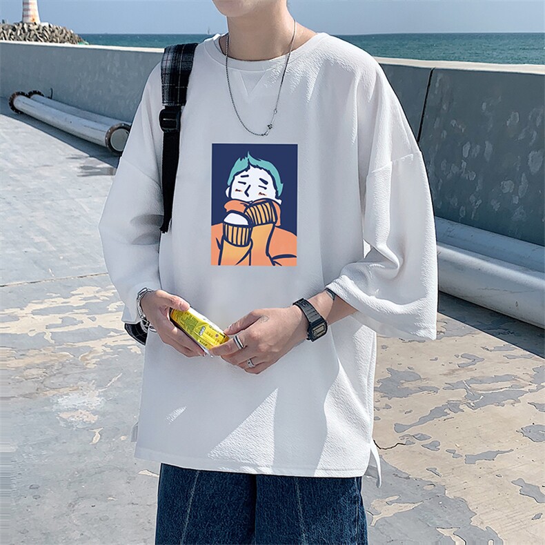 Q11042-P30 春夏季七分袖t恤男大码五分袖男短袖中袖图片