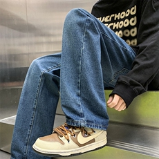 春季牛仔裤男松紧腰宽松拖地裤潮流阔腿休闲长裤子男N08825-P48，男装牛仔裤，星座308B-1
