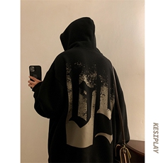 HD1436-TP68-控88冬季港风加绒加厚卫衣男潮牌发泡印花连帽外套，男装卫衣，电商A102-1