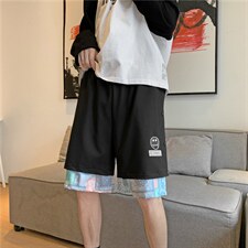 日系2021假两件夏装港风休闲短裤男宽松直筒五分ins青年K933-P30，男装休闲裤，星座512-4
