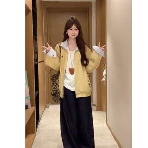 2025新款春秋美式韩版两面穿做旧哈灵顿夹克正反穿宽松外套男女潮图片
