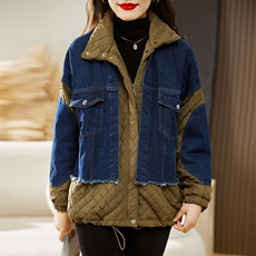 加厚保暖牛仔派克服休闲通勤简约个性时尚宽松2022冬新款显瘦外套，女装派克服，多彩