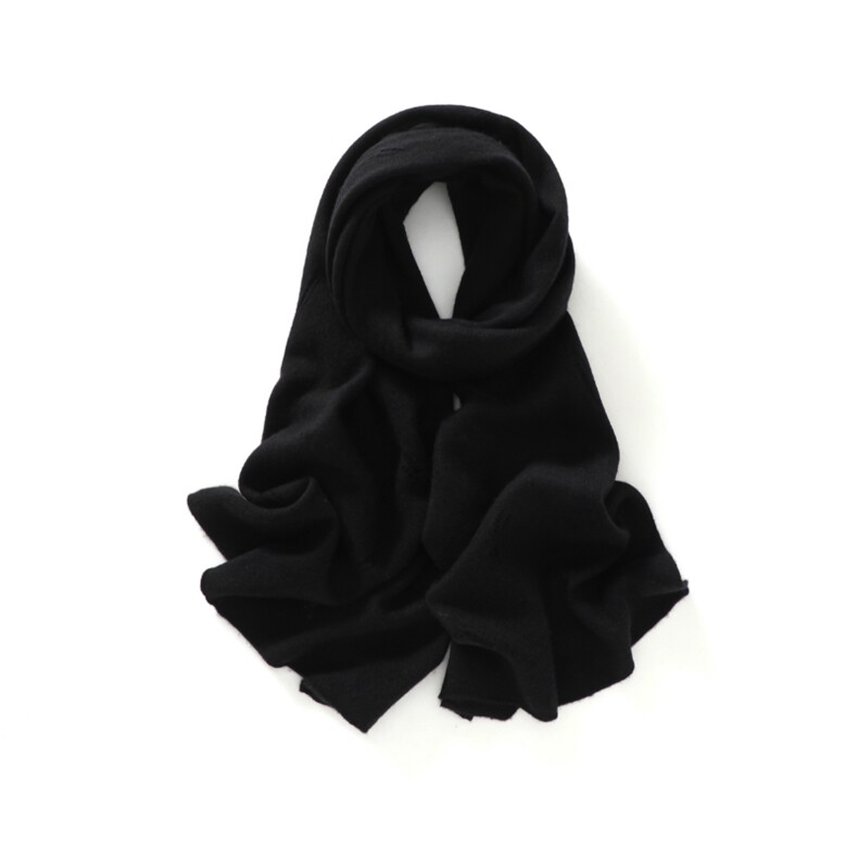 时尚百搭黑色羊绒围巾温暖舒适简约大气,饰品围巾,星纬羊绒