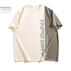 重磅白色短袖t恤男士夏季2025新款宽松大码潮牌衣服拼接体恤，男装T恤，星座506A