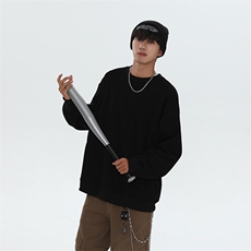 抖音得物高品质二开支持退换25秋冬全棉宽松圆领纯色卫衣HM07，男装卫衣，电商A486