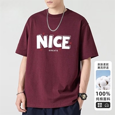 2026年新款夏季ins圆领字母短袖t恤男潮牌美式宽松男生体恤上衣服，男装T恤，星座1409-3