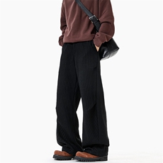 2026春季新款420g高克重鱼骨纹大码直筒拖地休闲裤K5713特P27控68，男装休闲裤，电商A001