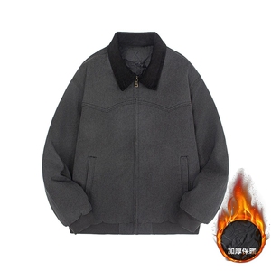 加绒牛仔棉服男冬季棉衣外套羊羔绒加厚毛领保暖外套MY1308-P118图片
