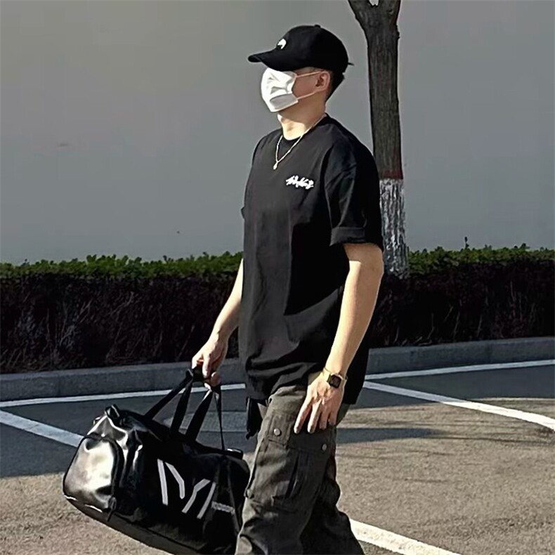 万针全刺绣工艺抖音得物高品质260克重磅纯棉双纱美式高街短袖T恤,男装T恤,电商A486