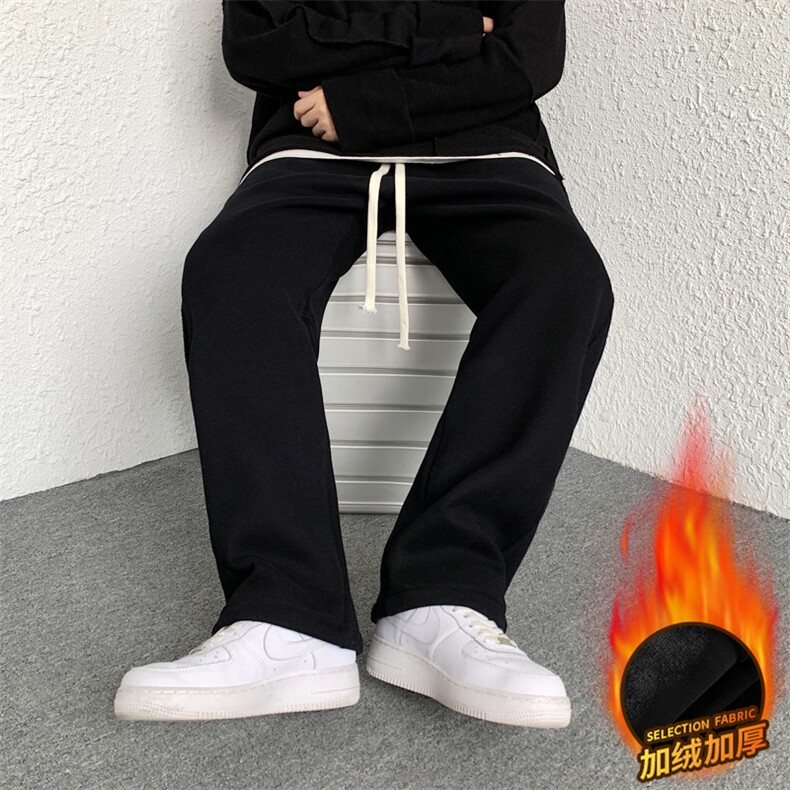 新款男百搭设计感潮流加绒港风休闲裤K62H-P45控78图片