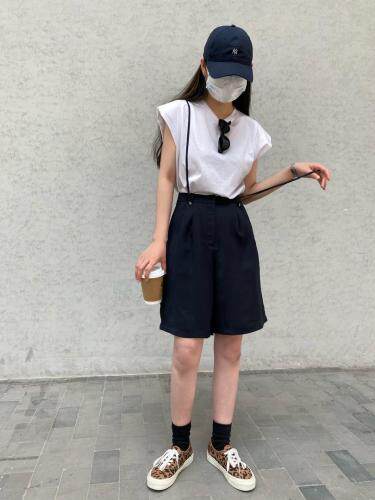 韩版背带短裤，女装，LIN.Y