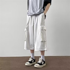 高街大口袋工装七分裤男生潮牌宽松阔腿哈伦休闲短裤D1094/P42，男装牛仔裤，星座506