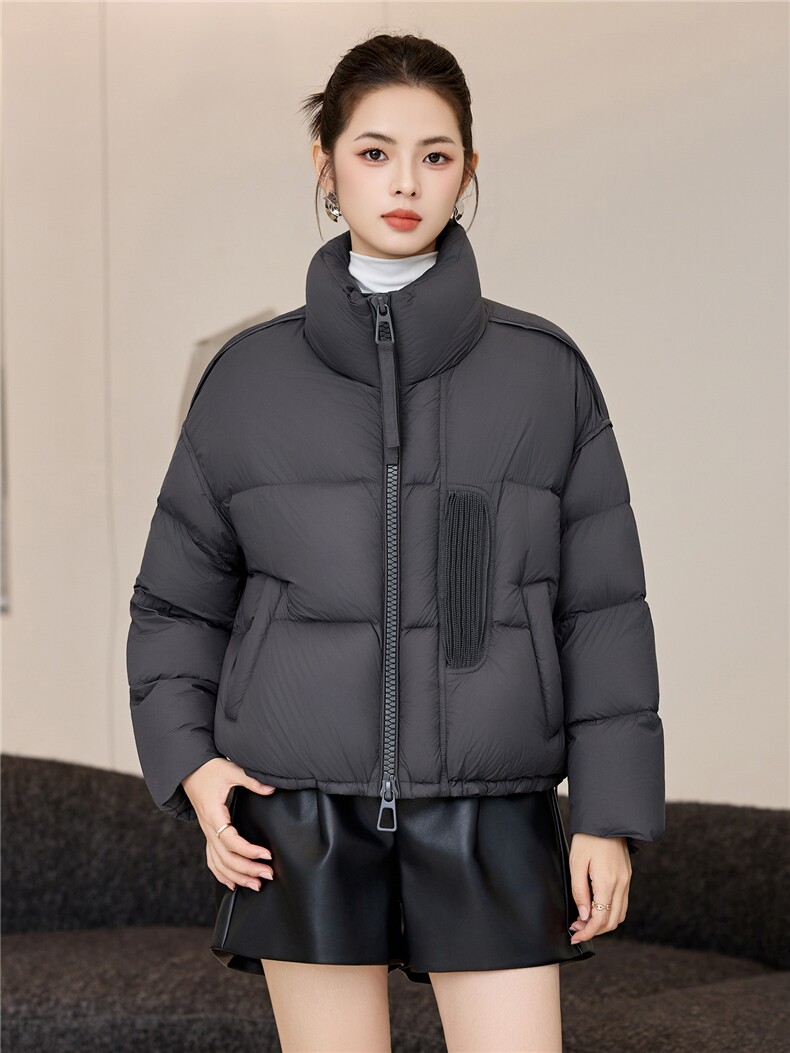 韩版立领新款时尚羽绒服女短款通勤百搭白鸭绒面包服冬季外套女,女装羽绒服,阿舍尔精品