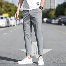 棉质休闲裤男士春夏款韩版时尚锥形裤纯色修身显瘦九分裤D951-P45，男装休闲裤，星座509