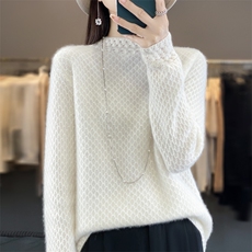 半高领毛衣女秋冬季2025新款洋气时尚内搭上衣大码妈妈针织打底衫，女装羊毛衫，魅途羊绒